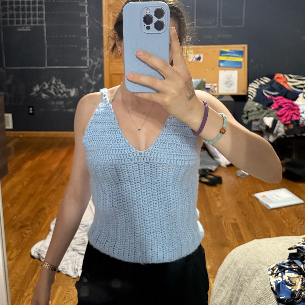 Light Blue Knit Women's Top
